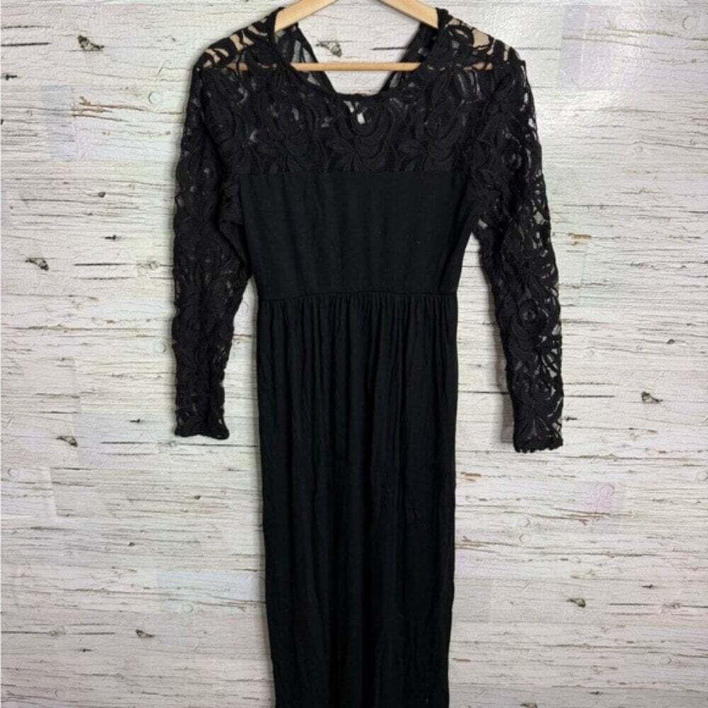 Pink Blush Long Sleeve Lace Black Maxi Maternity Dress Size medium